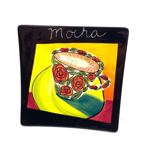 VTG Set of 4 Mary Naylor Designs Hand-Painted Coffee-Themed Plates 2003 9.75 in - Picture 2 of 11